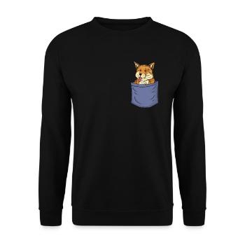 Fuchs Brusttasche Canidae Caninae Rotfuchs Fuchs - Unisex Pullover - Schwarz - Vorne - Alina (178cm) & Michal (187cm)
