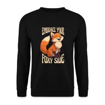 Umarmen Sie Ihre fuchsige Seite Canidae Caninae Rotfuchs - Unisex Pullover - Schwarz - Vorne - Alina (178cm) & Michal (187cm)