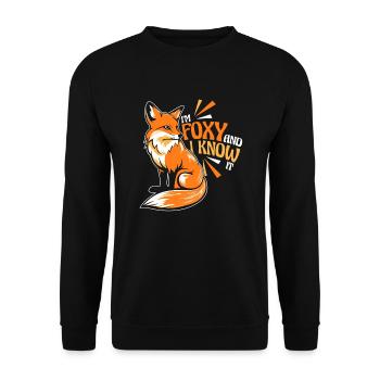 Ich bin fuchsig und ich weiß es Rotfuchs Canidae caninae - Unisex Pullover - Schwarz - Vorne - Alina (178cm) & Michal (187cm)