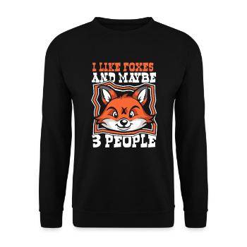 Ich mag Füchse und vielleicht 3 Leute Canidae Caninae - Unisex Pullover - Schwarz - Vorne - Alina (178cm) & Michal (187cm)