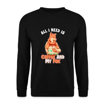 Kaffee und mein Fuchs Caninae Rotfuchs Canidae Fuchs - Unisex Pullover - Schwarz - Vorne - Alina (178cm) & Michal (187cm)