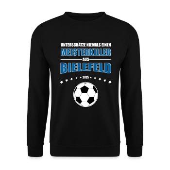 Pokal Meisterkiller Bielefeld 2025 Pokalfinale - Unisex Pullover - Schwarz - Vorne - Alina (178cm) & Michal (187cm)