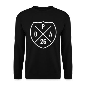 Opa 2026 Wappen - Unisex Pullover - Schwarz - Vorne - Alina (178cm) & Michal (187cm)