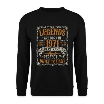 Jahrgang 1971 geboren Vintage Geburtstag Geschenk - Unisex Pullover - Schwarz - Vorne - Alina (178cm) & Michal (187cm)