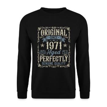 Né 1971 Original Vintage Anniversaire - Sweat-shirt Unisexe - noir - Devant - Alina (178cm) & Michal (187cm)