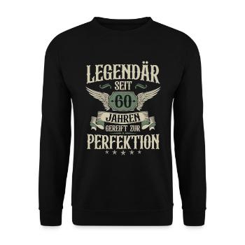 Legendär seit 60 Jahren 60 Geburtstag Spruch - Unisex Pullover - Schwarz - Vorne - Alina (178cm) & Michal (187cm)