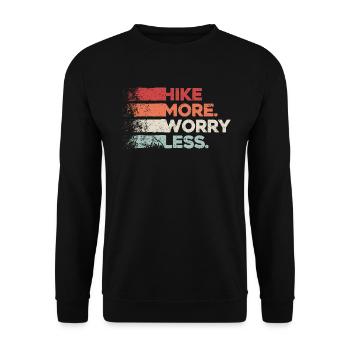 Randonnée Plus Souciez-vous moins. Conception de randonnée pédestre - Sweat-shirt Unisexe - noir - Devant - Alina (178cm) & Michal (187cm)