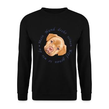 Mein Hund dreht seinen Kopf - Geschenkidee - Unisex Pullover - Schwarz - Vorne - Alina (178cm) & Michal (187cm)