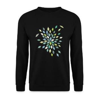 Feuilles et oiseaux en motif de fleurs - Sweat-shirt Unisexe - noir - Devant - Alina (178cm) & Michal (187cm)