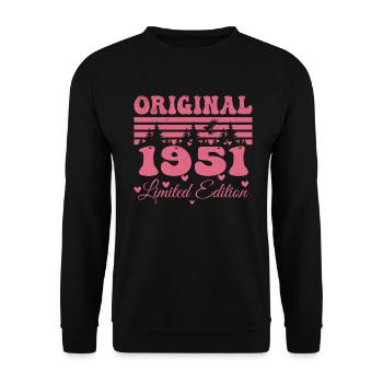 Geschenk zum 73. Geburtstag der Frau 1951 | Jahrgang 1951 - Unisex Pullover - Schwarz - Vorne - Alina (178cm) & Michal (187cm)