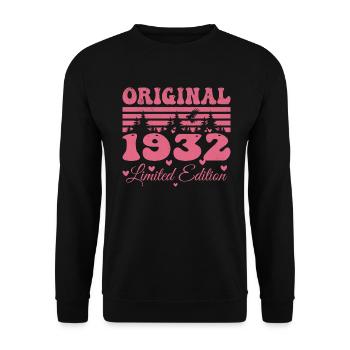 Cadeau 92e Anniversaire 1932 Femme | Né en 1932 - Sweat-shirt Unisexe - noir - Devant - Alina (178cm) & Michal (187cm)