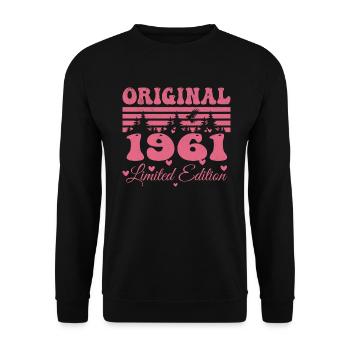 Cadeau 63e Anniversaire 1961 Femme | Né en 1961 - Sweat-shirt Unisexe - noir - Devant - Alina (178cm) & Michal (187cm)