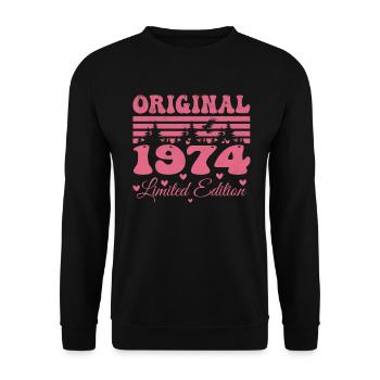Cadeau 50e Anniversaire 1974 Femme | Né en 1974 - Sweat-shirt Unisexe - noir - Devant - Alina (178cm) & Michal (187cm)