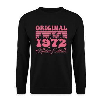 52. Geburtstagsgeschenk 1972 Frau | Geboren 1972 - Unisex Pullover - Schwarz - Vorne - Alina (178cm) & Michal (187cm)