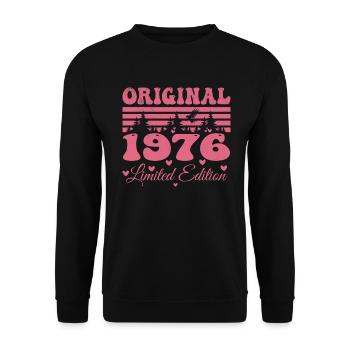 Cadeau 48e Anniversaire 1976 Femme | Né en 1976 - Sweat-shirt Unisexe - noir - Devant - Alina (178cm) & Michal (187cm)