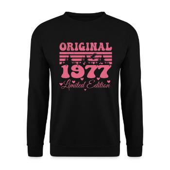 47th Birthday Gift 1977 Woman | Born in 1977 - Unisex Sweatshirt - black - Front - Alina (178cm) & Michal (187cm)