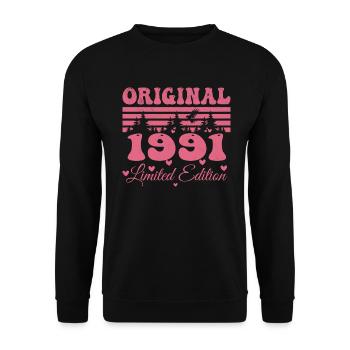 33rd Birthday Gift 1991 Woman | Born in 1991 - Unisex Sweatshirt - black - Front - Alina (178cm) & Michal (187cm)