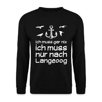 Langeoog Nordsee Meer Anker Geschenk - Unisex Pullover - Schwarz - Vorne - Alina (178cm) & Michal (187cm)