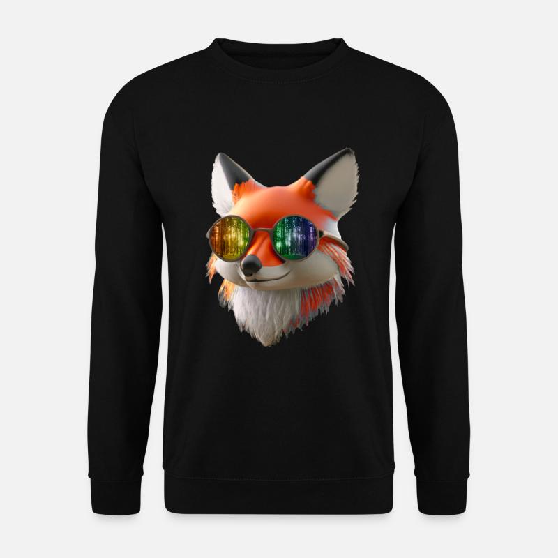 Fuchs Kopf mit Sonnenbrille - Unisex Pullover - Schwarz