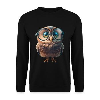 Cute owl with big glasses - Unisex Sweatshirt - black - Front - Alina (178cm) & Michal (187cm)