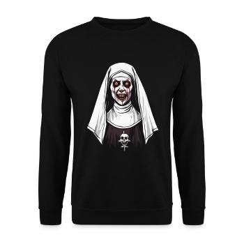Horror Nun Halloween Creepy - Unisex Sweatshirt - black - Front - Alina (178cm) & Michal (187cm)