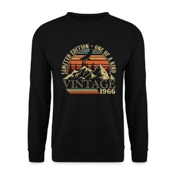 1966 Vintage Cadeau Anniversaire 1966 Retro 1966 - Sweat-shirt Unisexe - noir - Devant - Alina (178cm) & Michal (187cm)
