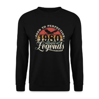 1980 ' s Vintage Born Legends cadeau d’anniversaire - Sweat-shirt Unisexe - noir - Devant - Alina (178cm) & Michal (187cm)