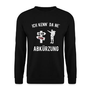 Ich kenn da ne Abkürzung - Unisex Pullover - Schwarz - Vorne - Alina (178cm) & Michal (187cm)