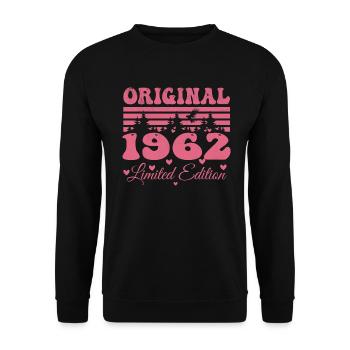 Cadeau 62e Anniversaire 1962 Femme | Né en 1962 - Sweat-shirt Unisexe - noir - Devant - Alina (178cm) & Michal (187cm)