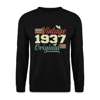 Jahrgang 1937 Retro 1937 Jubiläumsgeschenk - Unisex Pullover - Schwarz - Vorne - Alina (178cm) & Michal (187cm)