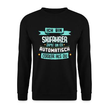 Ich bin Skifahrer, damit bin ich cooler als du. - Unisex Pullover - Schwarz - Vorne - Alina (178cm) & Michal (187cm)