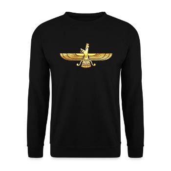 Faravahar Zarathustra Symbol Sign Wing Falcon - Unisex Sweatshirt - black - Front - Alina (178cm) & Michal (187cm)