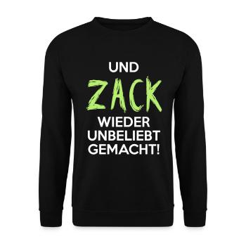 UND ZACK WIEDER UNBELIEBT GEMACHT Geschenkidee - Unisex Pullover - Schwarz - Vorne - Alina (178cm) & Michal (187cm)