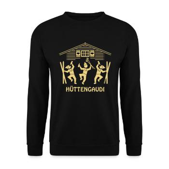 Hüttengaudi (Après Ski Party / Wintersport) - Unisex Pullover - Schwarz - Vorne - Alina (178cm) & Michal (187cm)