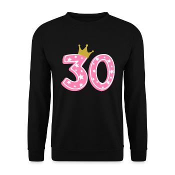 30 Krone 30. Geburtstag 30 Jahre - Unisex Pullover - Schwarz - Vorne - Alina (178cm) & Michal (187cm)