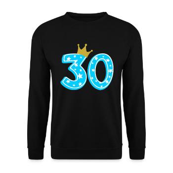 30 Krone 30. Geburtstag 30 Jahre - Unisex Pullover - Schwarz - Vorne - Alina (178cm) & Michal (187cm)