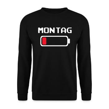 Montag Batterien leer Design - Unisex Pullover - Schwarz - Vorne - Alina (178cm) & Michal (187cm)