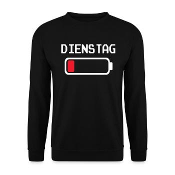 Dienstag Batterie leer Design - Unisex Pullover - Schwarz - Vorne - Alina (178cm) & Michal (187cm)