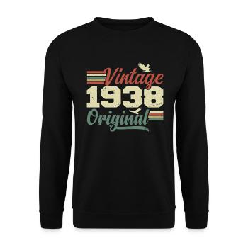 Jahrgang 1938 Retro 1938 Jubiläumsgeschenk - Unisex Pullover - Schwarz - Vorne - Alina (178cm) & Michal (187cm)