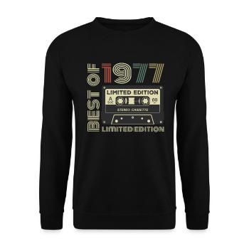Millésime 1977 - cadeau d’anniversaire rétro 1977 - Sweat-shirt Unisexe - noir - Devant - Alina (178cm) & Michal (187cm)