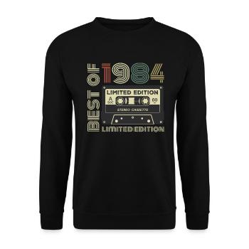 Jahrgang 1984 - 1984 Retro Geburtstagsgeschenk - Unisex Pullover - Schwarz - Vorne - Alina (178cm) & Michal (187cm)