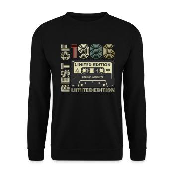 Millésime 1986 - cadeau d’anniversaire rétro 1986 - Sweat-shirt Unisexe - noir - Devant - Alina (178cm) & Michal (187cm)