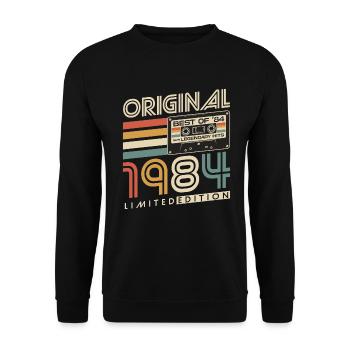 1984 Vintage Born Vintage Rétro Anniversaire - Sweat-shirt Unisexe - noir - Devant - Alina (178cm) & Michal (187cm)
