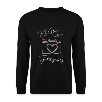 Mon cœur bat pour la photographie - Sweat-shirt Unisexe - noir - Devant - Alina (178cm) & Michal (187cm)