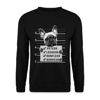 bouledogue français humour chien mignon - Sweat-shirt Unisexe - noir - Devant - Alina (178cm) & Michal (187cm)