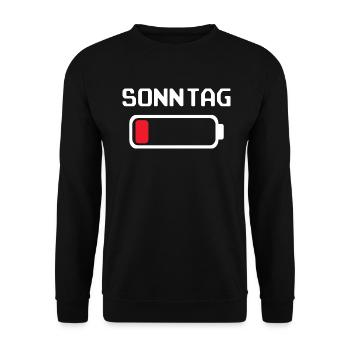 Sonntag Batterie leer Design - Unisex Pullover - Schwarz - Vorne - Alina (178cm) & Michal (187cm)