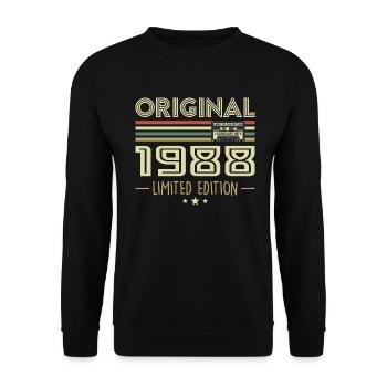 Jahrgang 1988 Original Vintage Retro Geburtstag - Unisex Pullover - Schwarz - Vorne - Alina (178cm) & Michal (187cm)