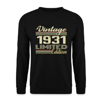 Anniversaire 93 Ans Millésime 1931 Cadeau 1931 - Sweat-shirt Unisexe - noir - Devant - Alina (178cm) & Michal (187cm)