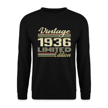 Anniversaire 88 Ans Millésime 1936 Cadeau 1936 - Sweat-shirt Unisexe - noir - Devant - Alina (178cm) & Michal (187cm)
