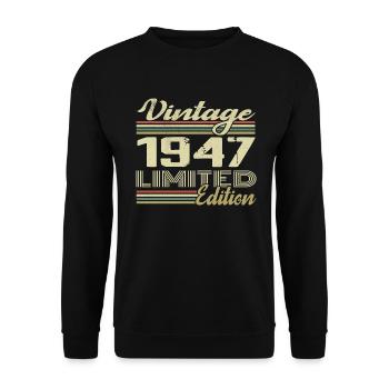 Anniversaire 77 Ans Millésime 1947 Cadeau 1947 - Sweat-shirt Unisexe - noir - Devant - Alina (178cm) & Michal (187cm)